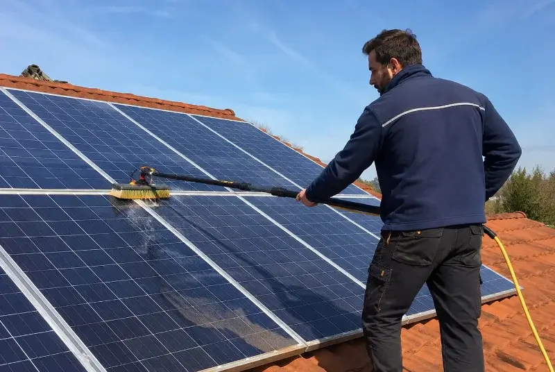 Nettoyage et entretien de panneaux solaires à la Gorgue